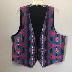 Red Threads Vest Men's by Native Americans Grand Rhonde Oregon southwestern EUC